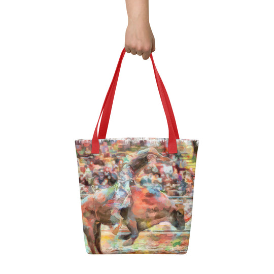 Tote bag - cowboy riding a bull