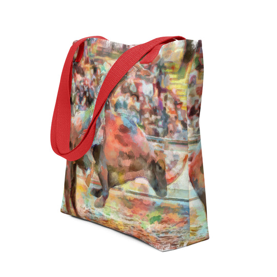 Tote bag - cowboy riding a bull