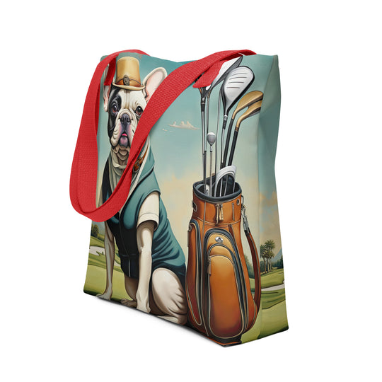 Tote bag-French Bulldog Golfer V3