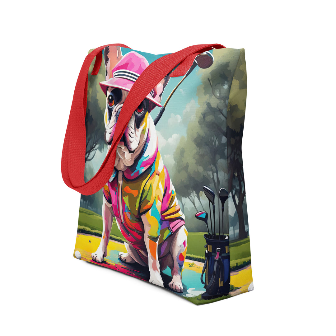 Tote bag-French Bulldog Golfer V8