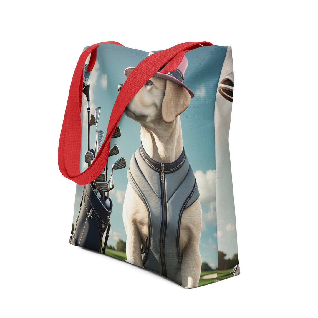 Tote bag-Labrador Retriever Golfer