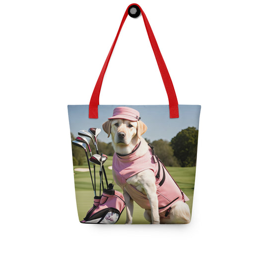 Tote bag-Golden Retriever Golfer