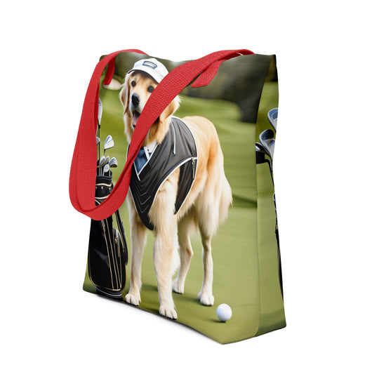 Tote bag-Golden Retriever Golfer V6