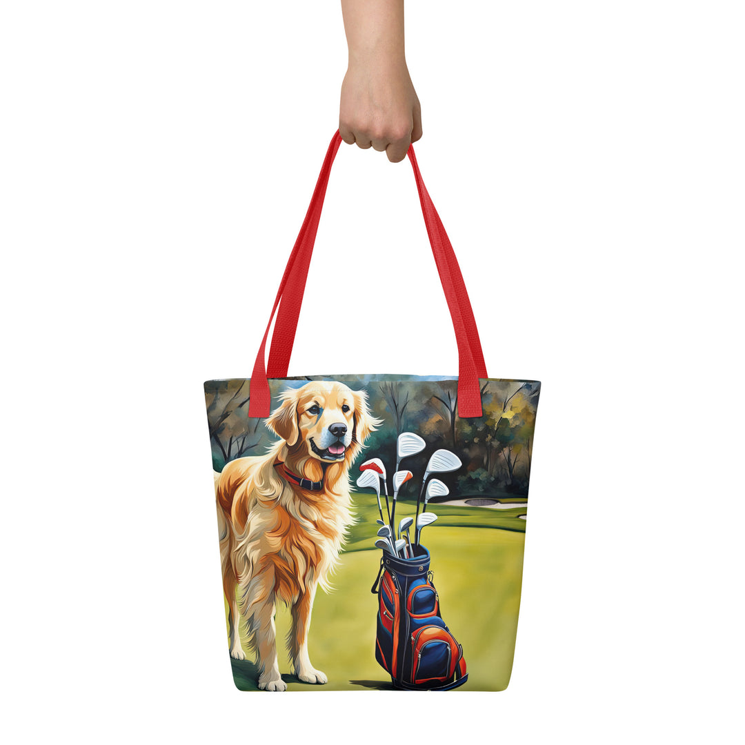 Tote bag-Golden Retriever Golfer V10