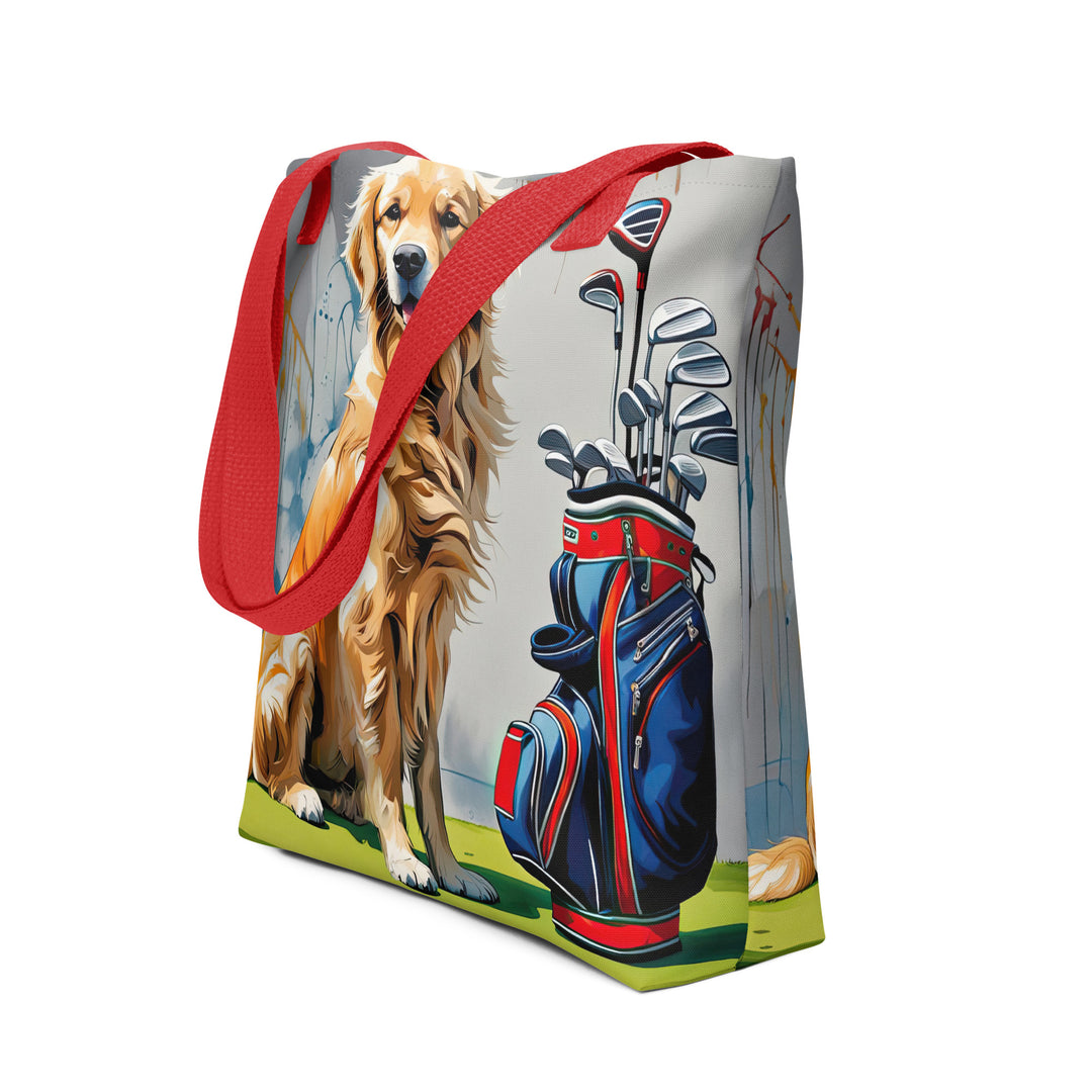 Tote bag-Golden Retriever Golfer V11