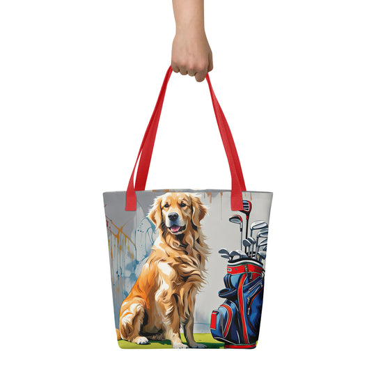 Tote bag-Golden Retriever Golfer V11