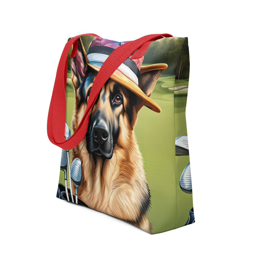 Tote bag-German Shepherd Golfer