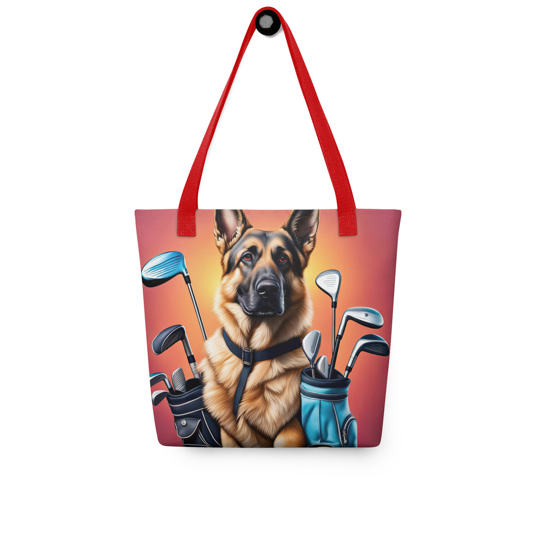 Tote bag-German Shepherd Golfer V2