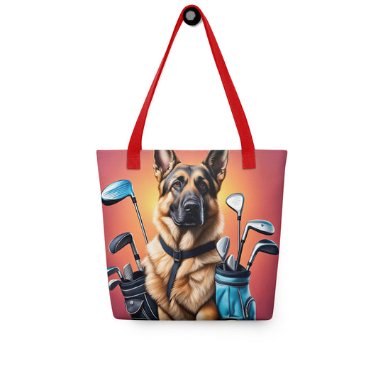 Tote bag-German Shepherd Golfer V2