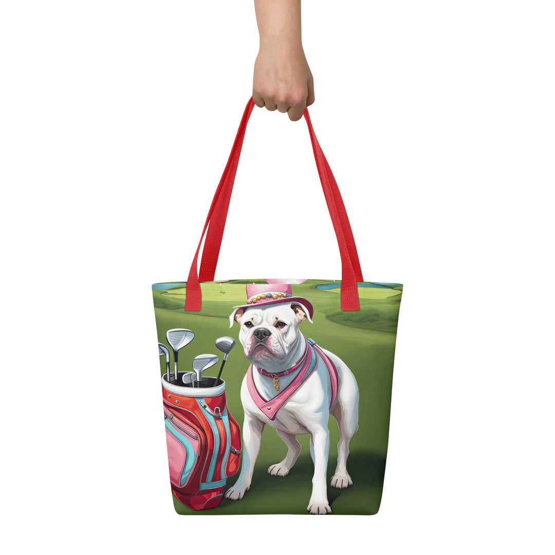 Tote bag-American Bulldog Golfer V5