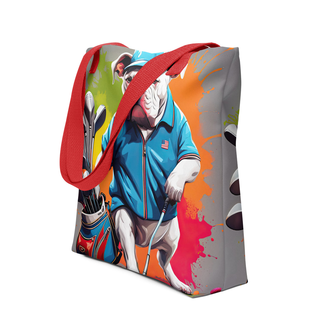 Tote bag-Bulldog Golfer