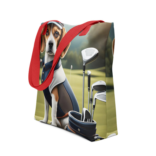 Tote bag-Beagle Golfer