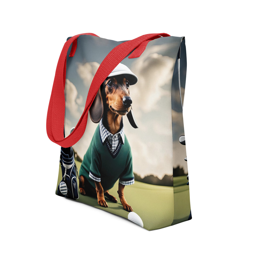 Tote bag-Dachshund Golfer V4