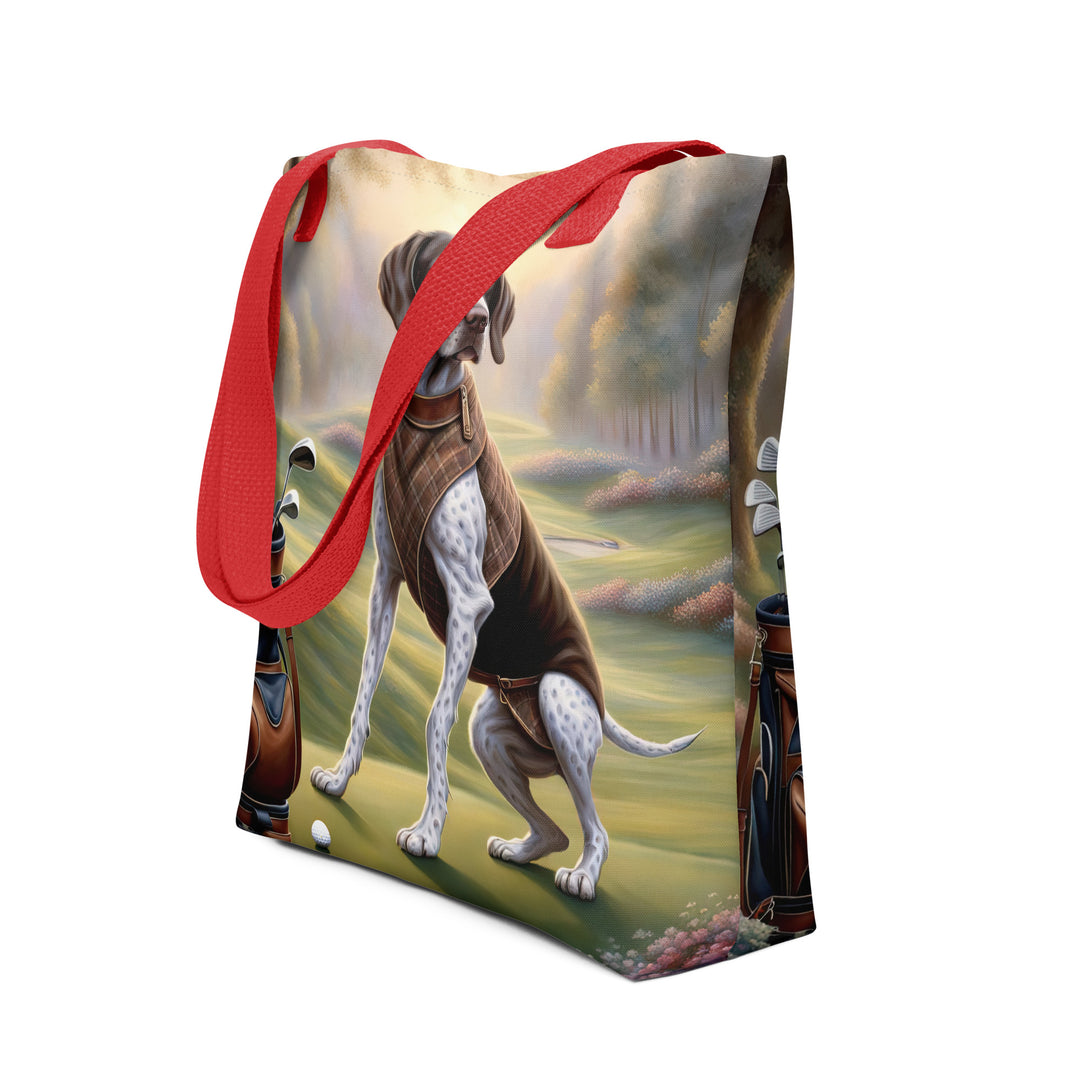 Tote bag-German Shorthaired Pointer Golfer