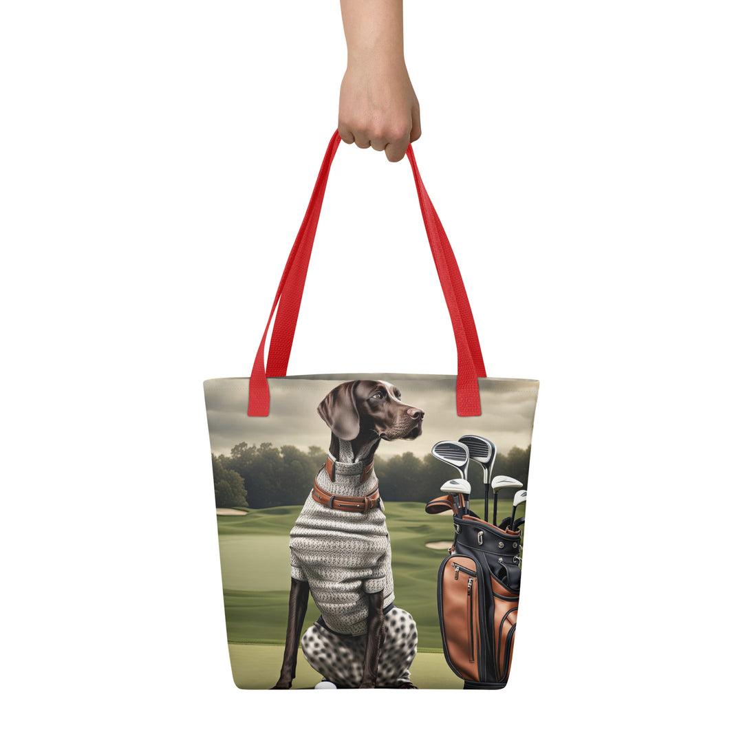 Tote bag-German Shorthaired Pointer Golfer V3