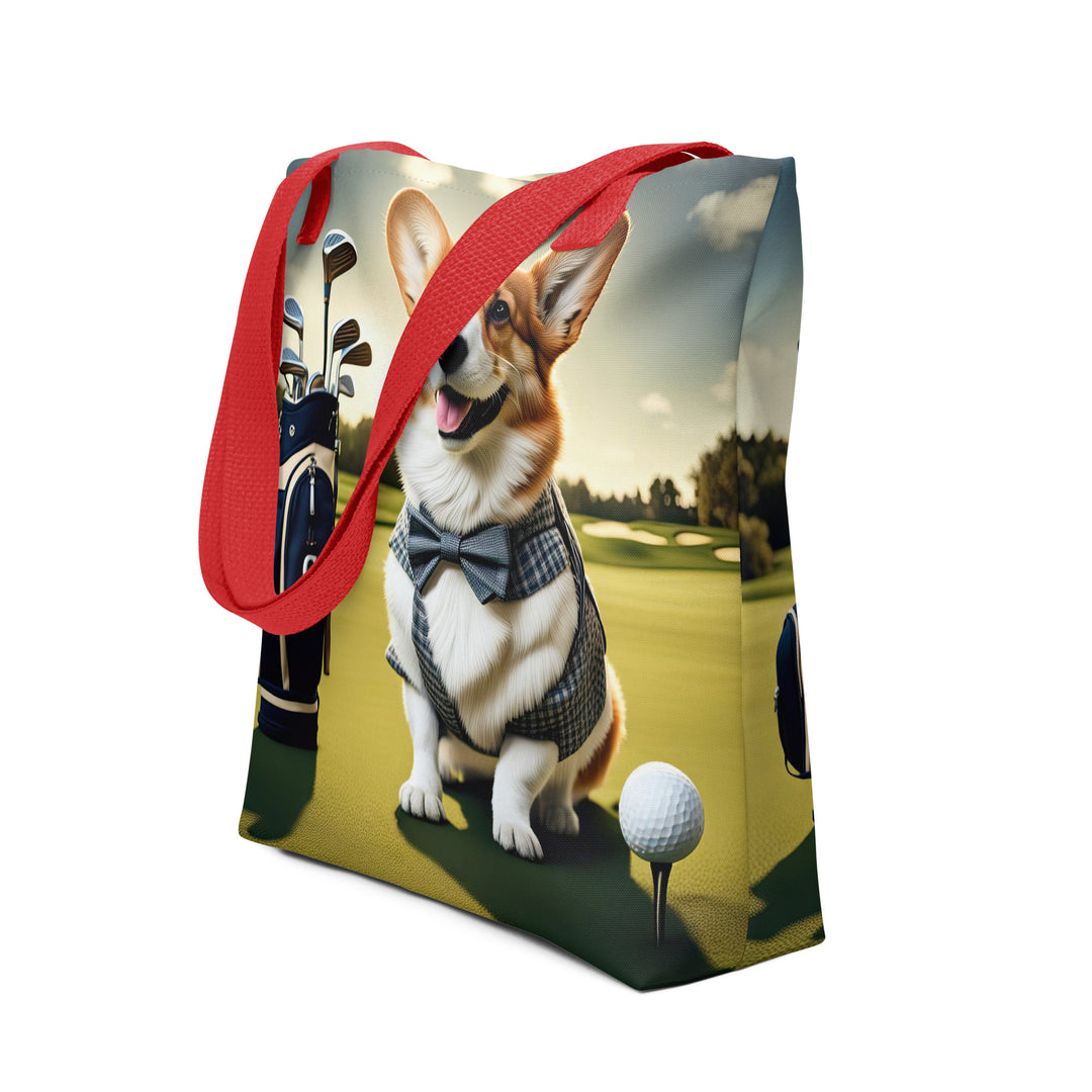 Tote bag-Pembroke Welsh Corgi Golfer V2