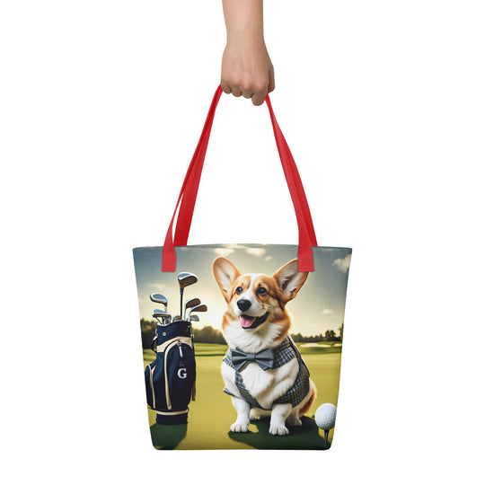 Tote bag-Pembroke Welsh Corgi Golfer V2