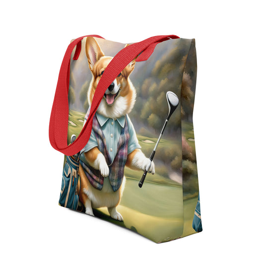 Tote bag-Pembroke Welsh Corgi Golfer V4