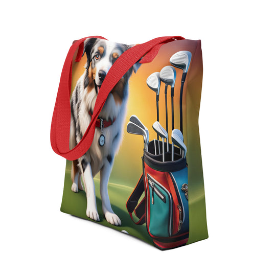 Tote bag-Australian Shepherd Golfer V2