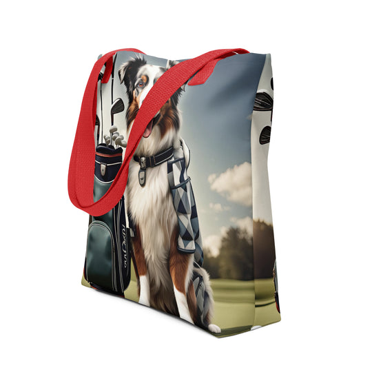 Tote bag-Australian Shepherd Golfer V3