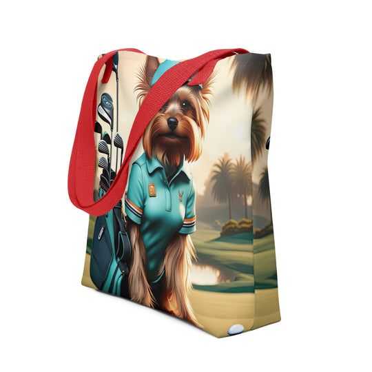 Tote bag-Yorkshire Terrier Golfer V3