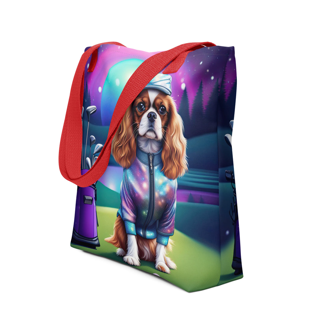 Tote bag-Cavalier King Charles Spaniel Golfer V3