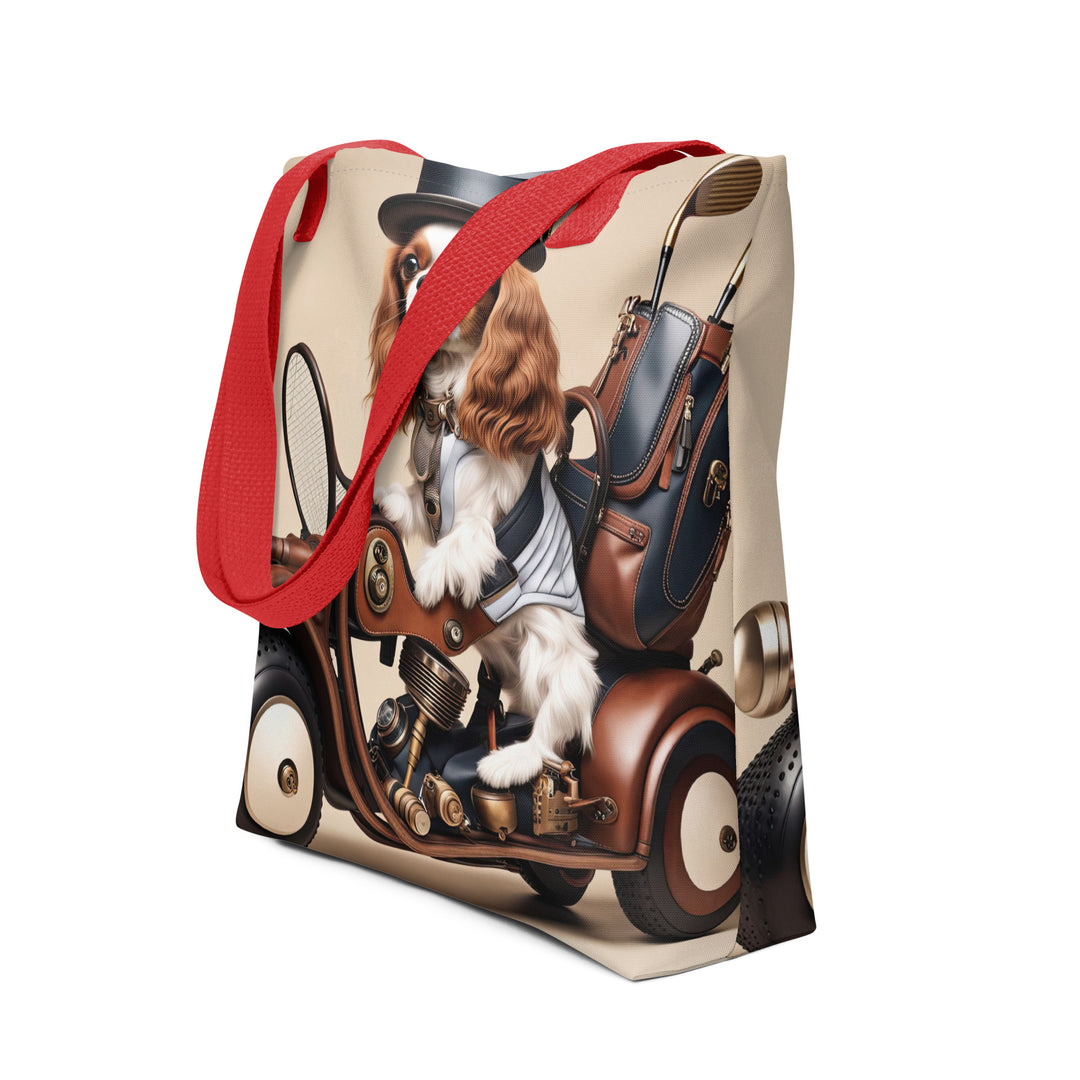 Tote bag-Cavalier King Charles Spaniel Golfer V4