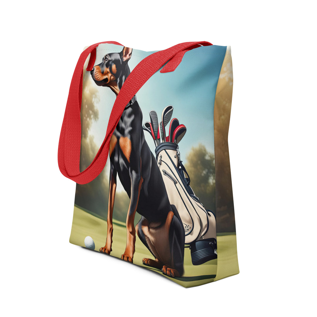 Tote bag-Doberman Pinscher Golfer V4