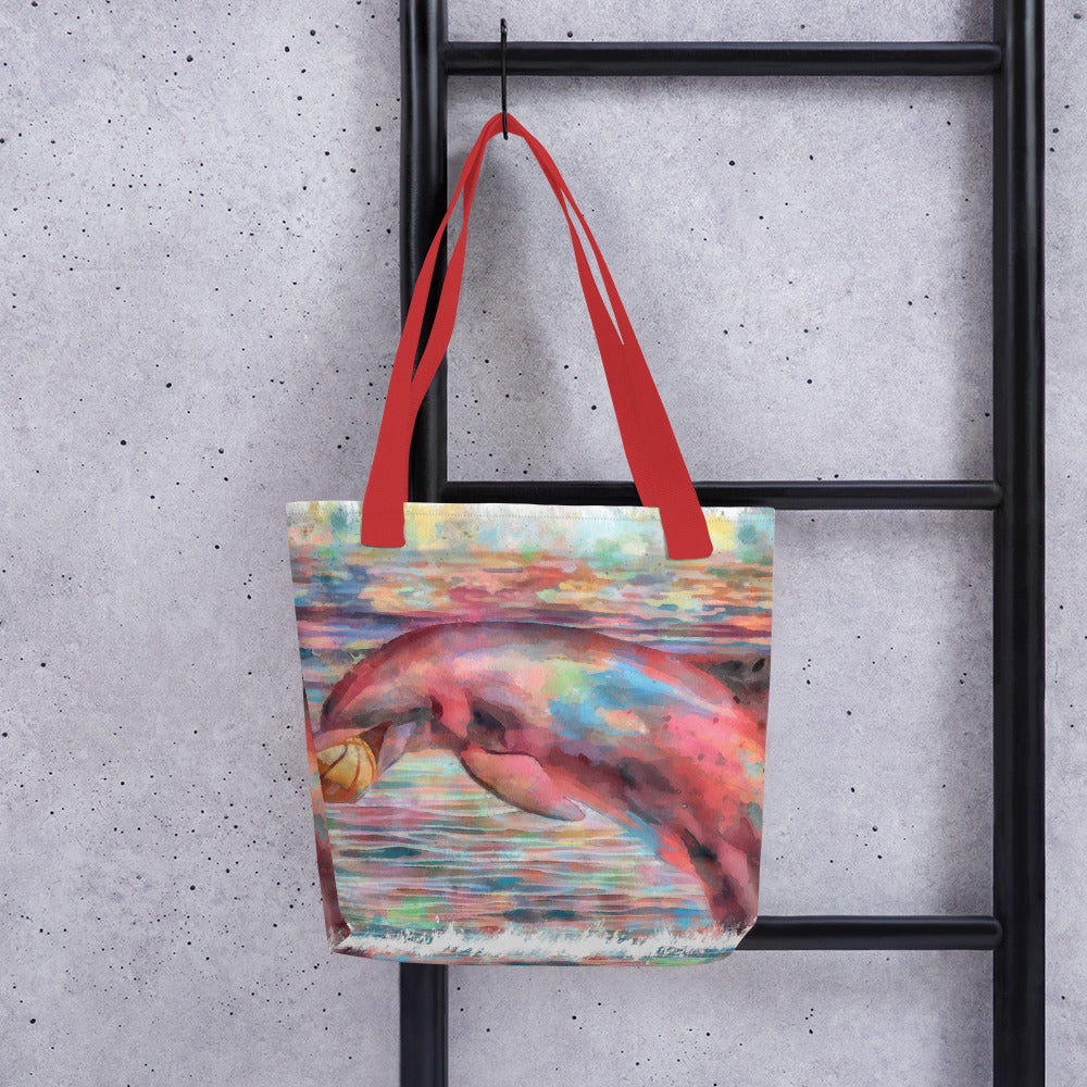 Tote bag - dolphin w ball
