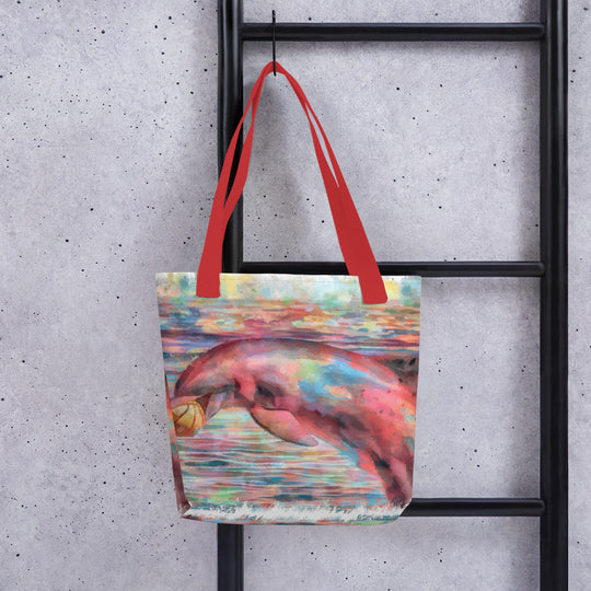Tote bag - dolphin w ball