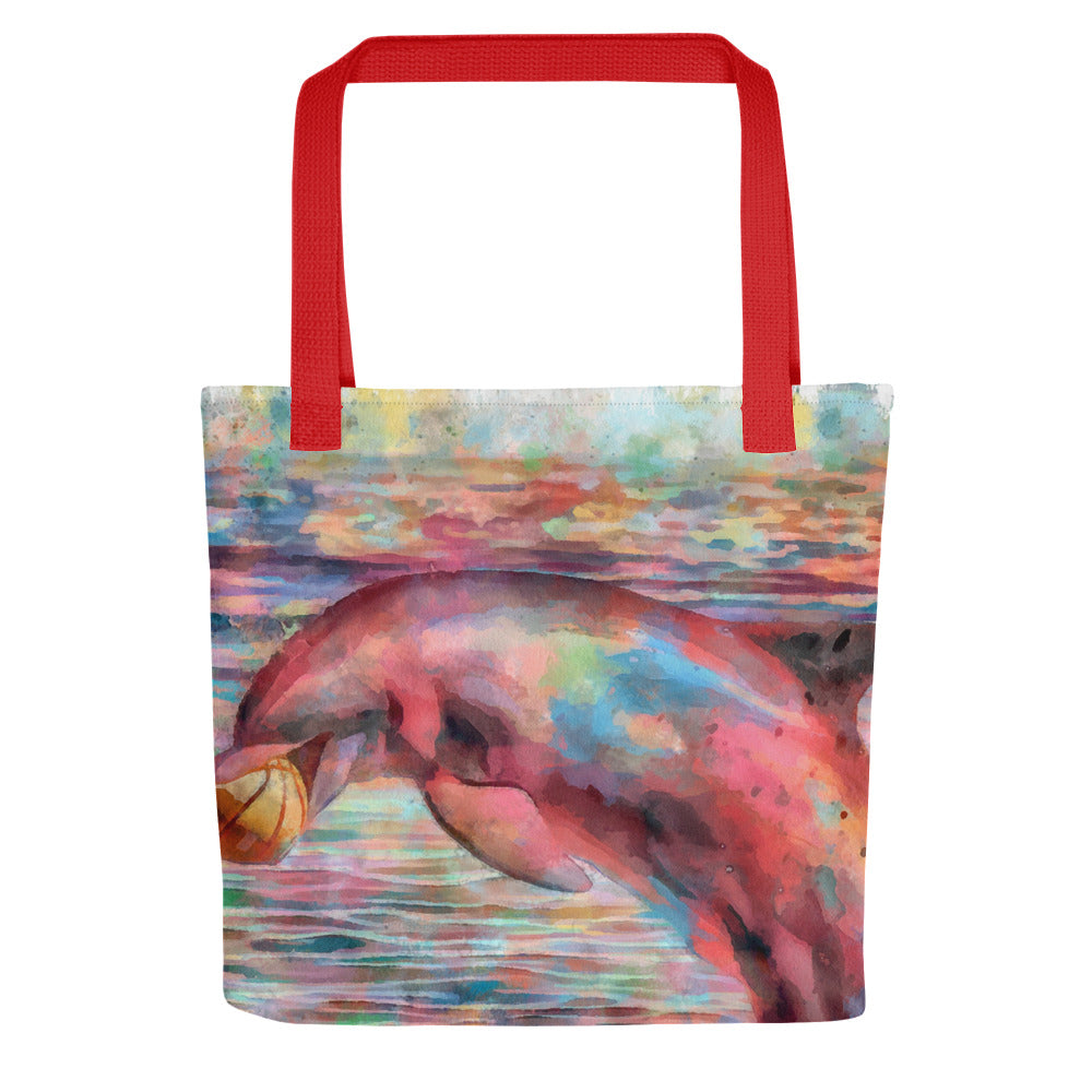 Tote bag - dolphin w ball