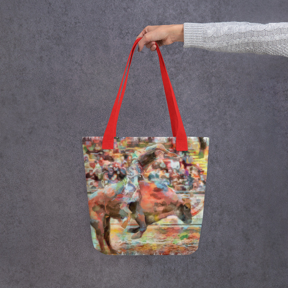 Tote bag - cowboy riding a bull