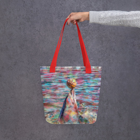 Tote bag - dolphin playing w ball