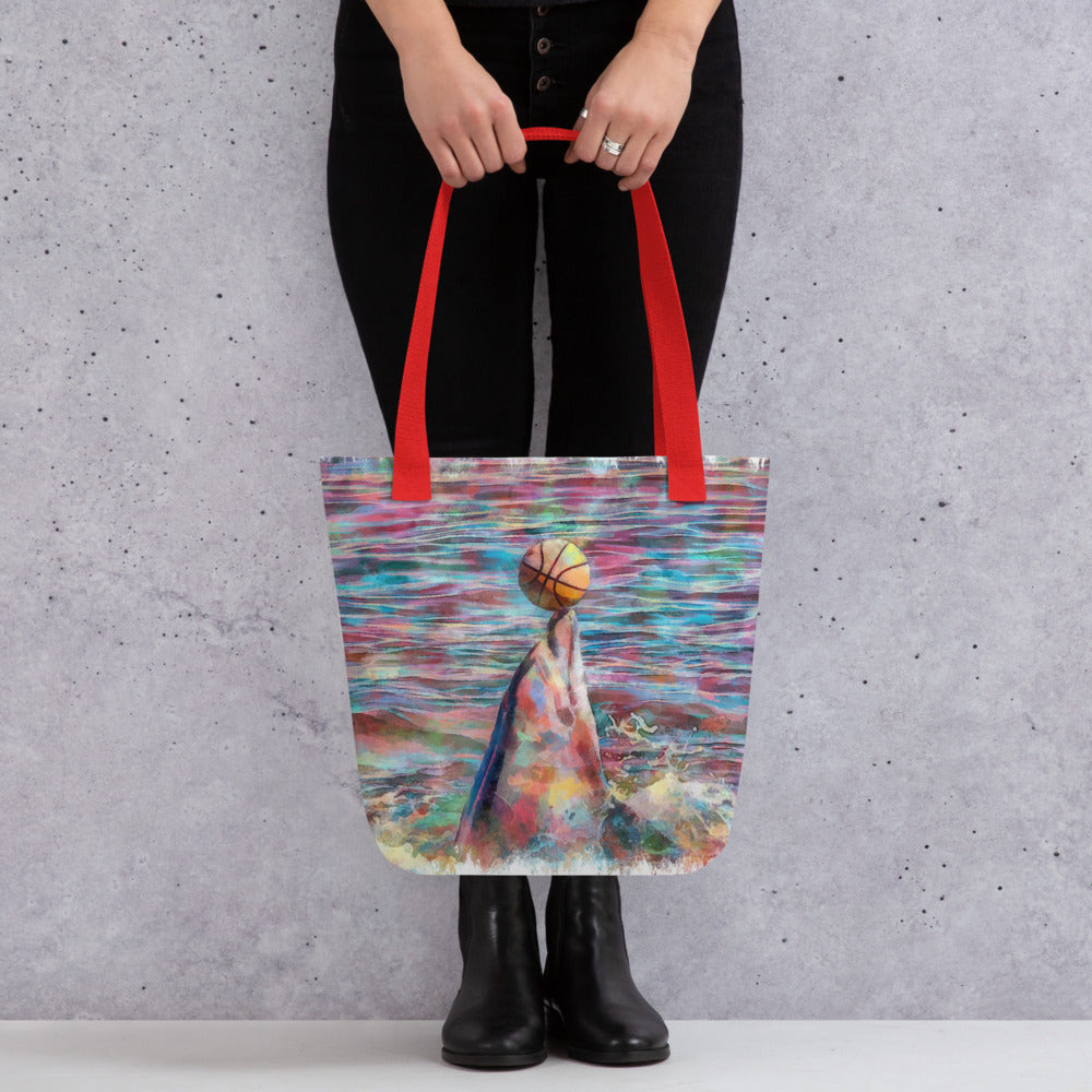 Tote bag - dolphin playing w ball