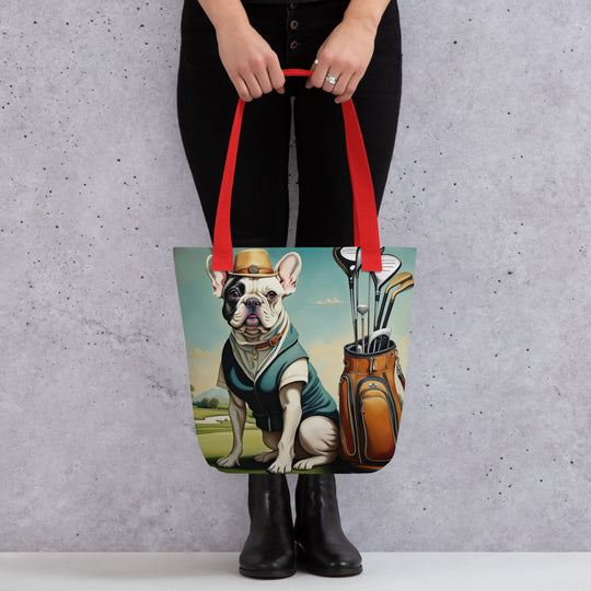 Tote bag-French Bulldog Golfer V3