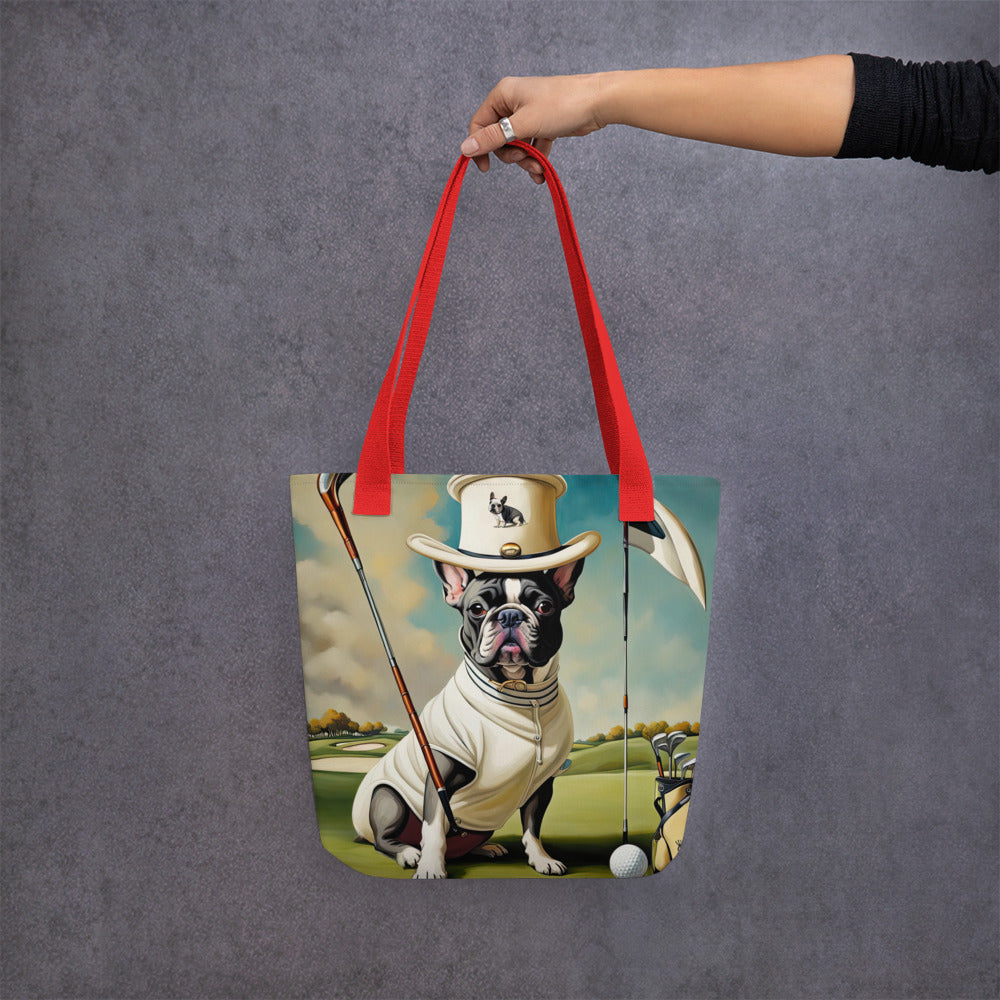 Tote bag-French Bulldog Golfer V4