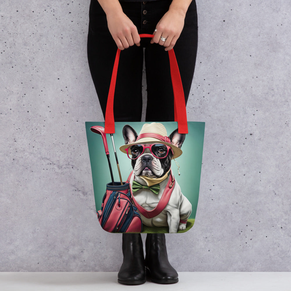 Tote bag-French Bulldog Golfer V6