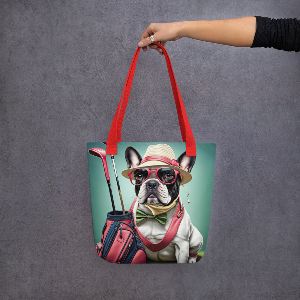 Tote bag-French Bulldog Golfer V6