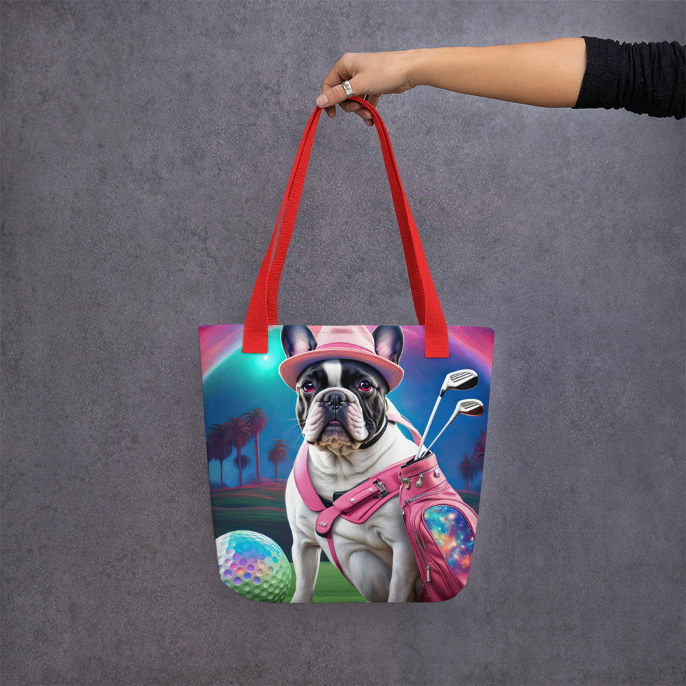 Tote bag-French Bulldog Golfer V7