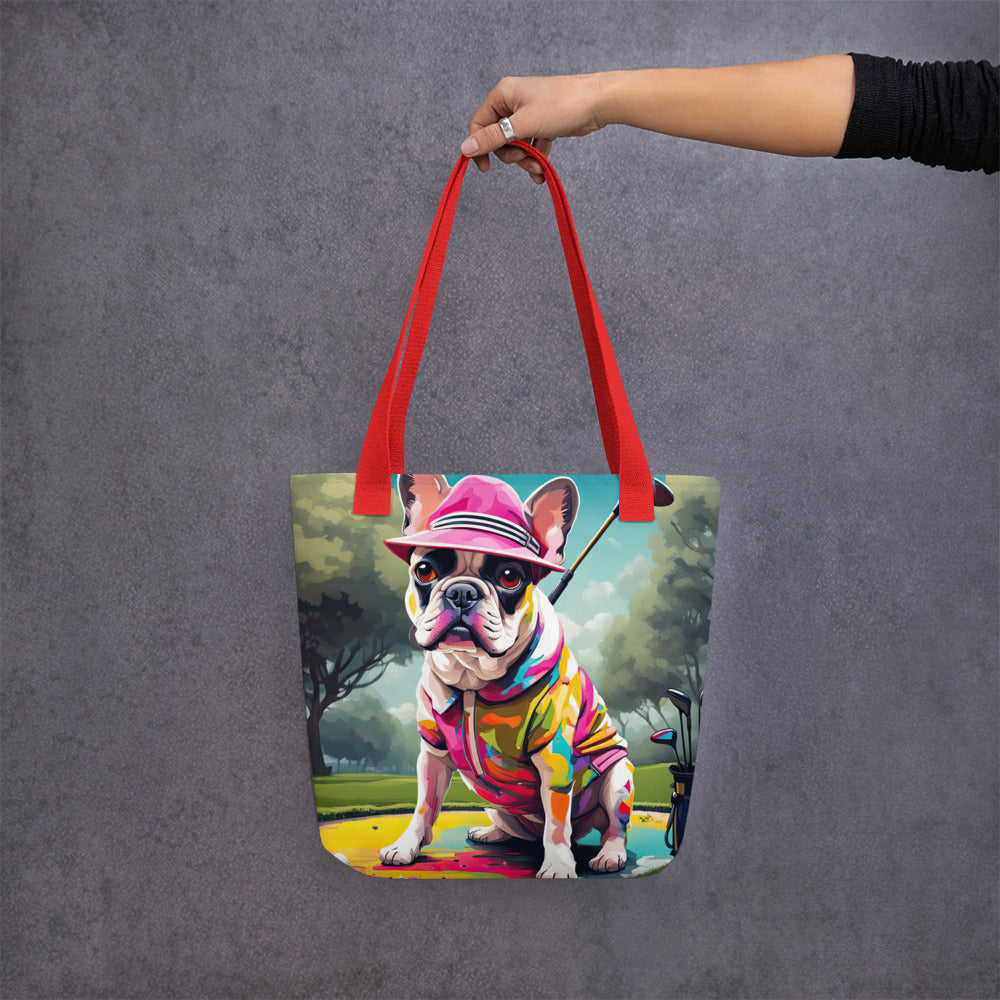 Tote bag-French Bulldog Golfer V8