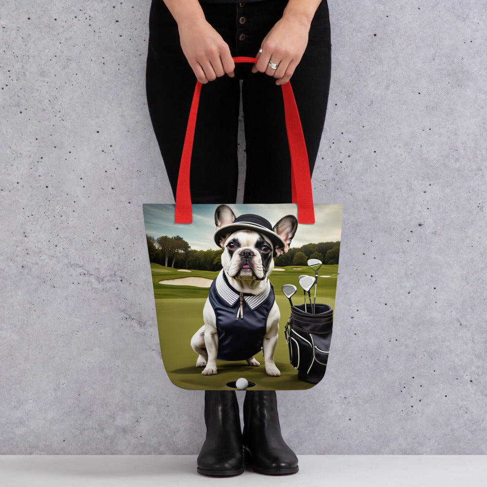 Tote bag-French Bulldog Golfer V12