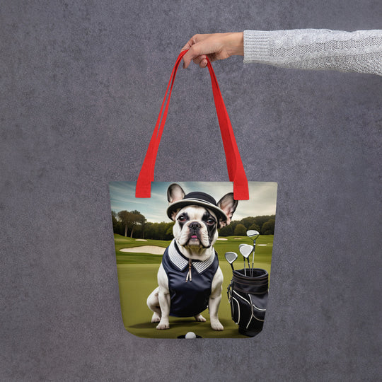 Tote bag-French Bulldog Golfer V12