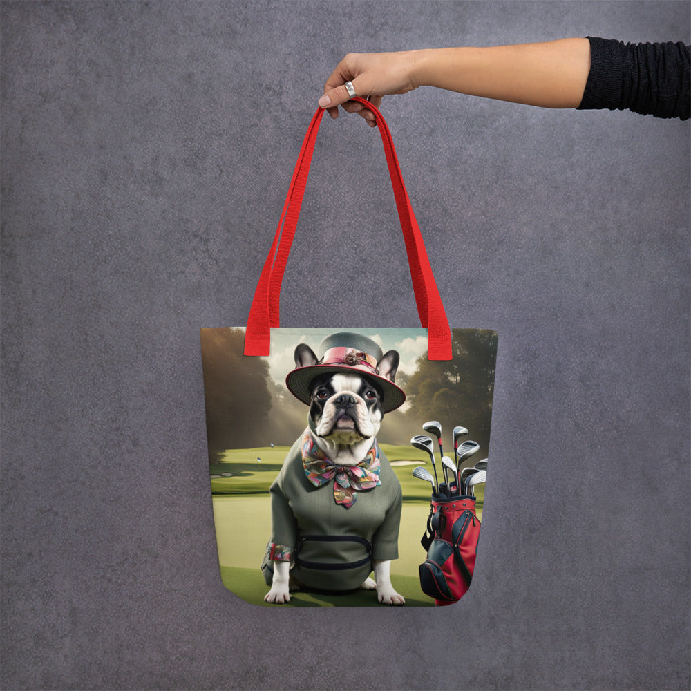 Tote bag-French Bulldog Golfer V14