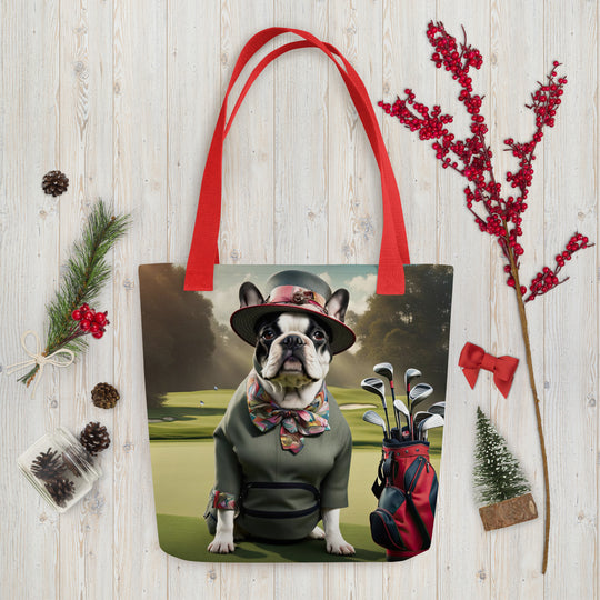 Tote bag-French Bulldog Golfer V14