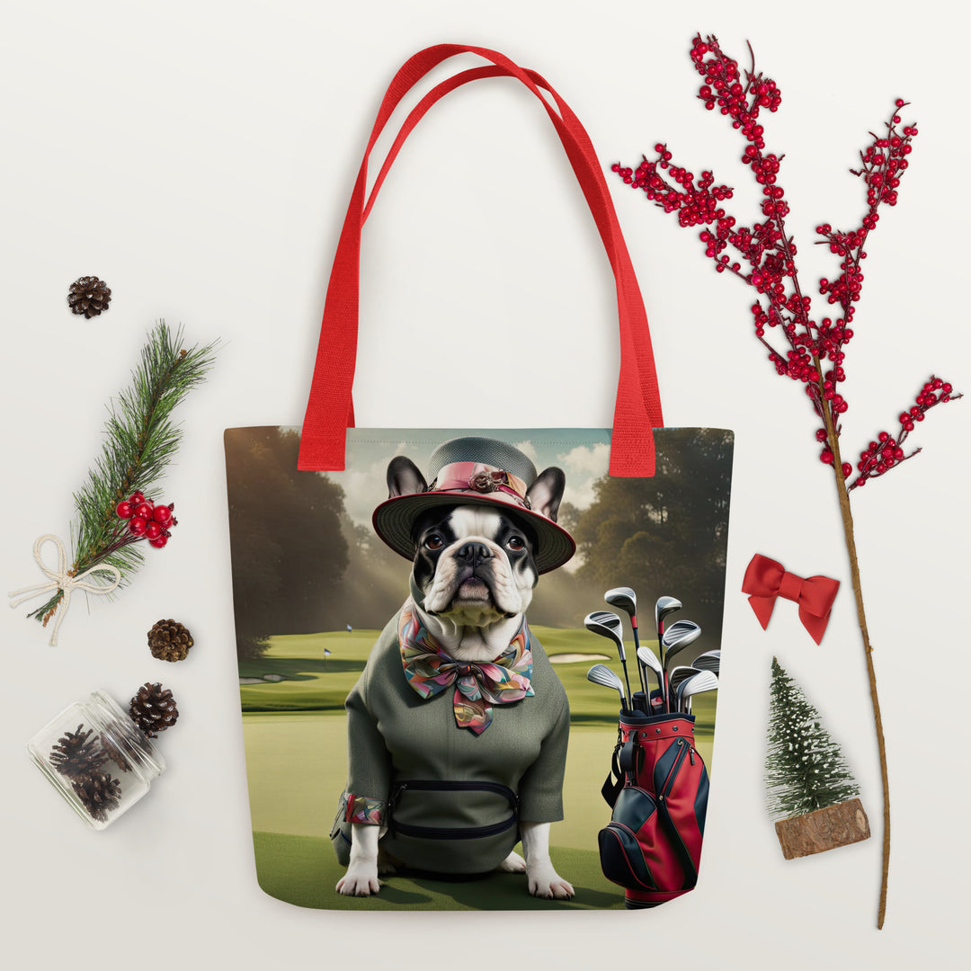 Tote bag-French Bulldog Golfer V14