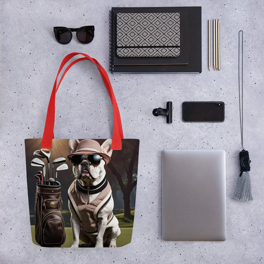 Tote bag-French Bulldog Golfer V23