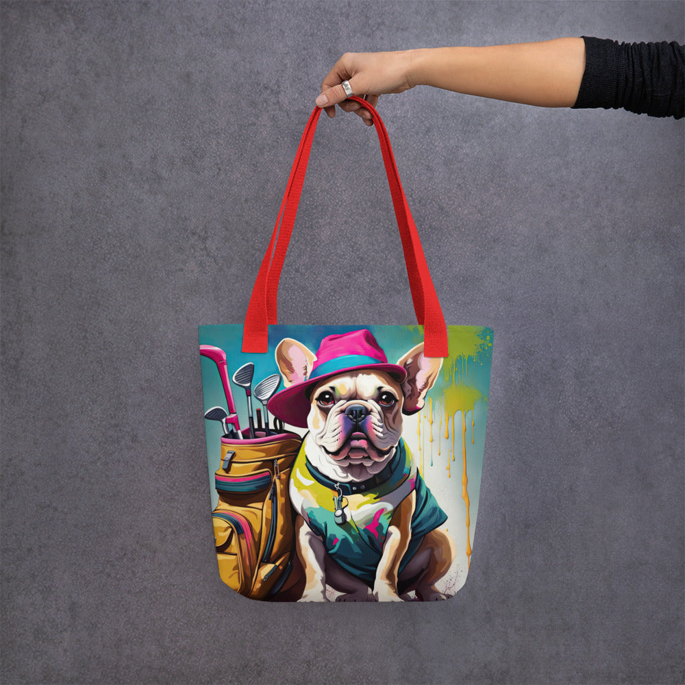 Tote bag-French Bulldog Golfer V25