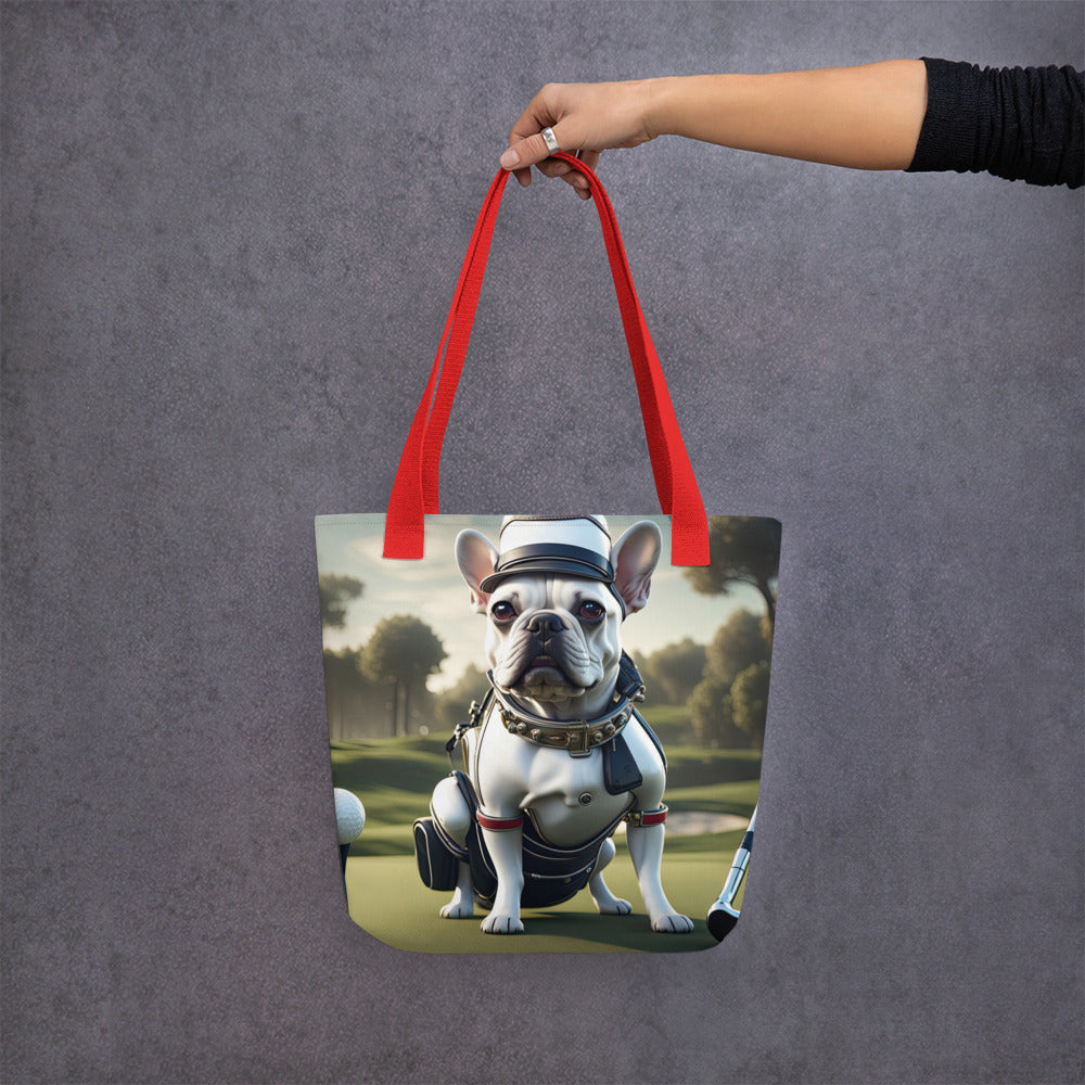 Tote bag-French Bulldog Golfer V51`