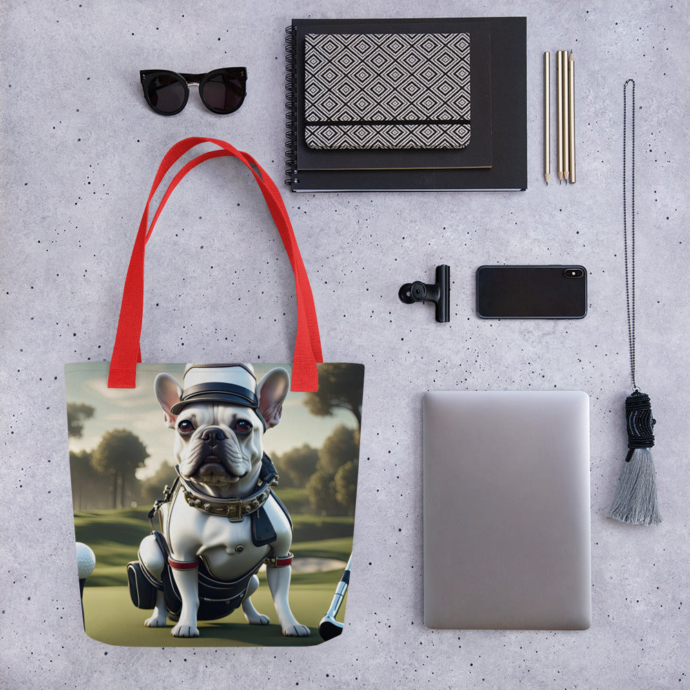 Tote bag-French Bulldog Golfer V51`