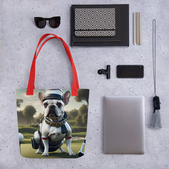 Tote bag-French Bulldog Golfer V51`